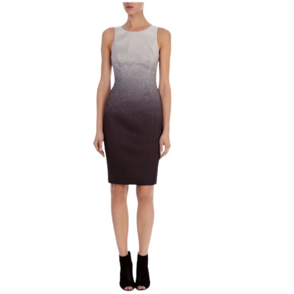 Banana Republic Dress Ombré White Black V zip up back - Size 8